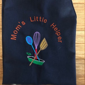 Navy Blue &quot;Mom&#39;s Little Helper&quot; Child Apron