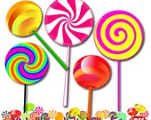 Lollipop Clipart Set, Candy Party Designs (Digitaler Download)