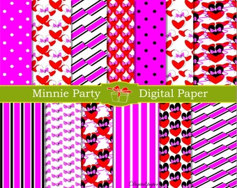 pink minnie mouse birthday invitation background digital paper etsy