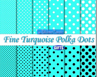 Turquoise Polka Dot Digital Paper Pack (Digital Download)