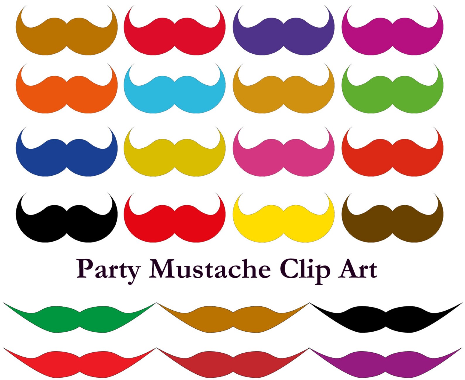 Mustache Party Printable Paper Mustache Birthday Outfit Party Favors ...