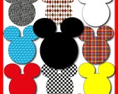 Mickey Mouse Party digitale Clipart Minnie Maus Clubhaus Scrapbook digitale Hintergrund Mickey Ohren Mickey Maus Geburtstag Einladung herunterladen