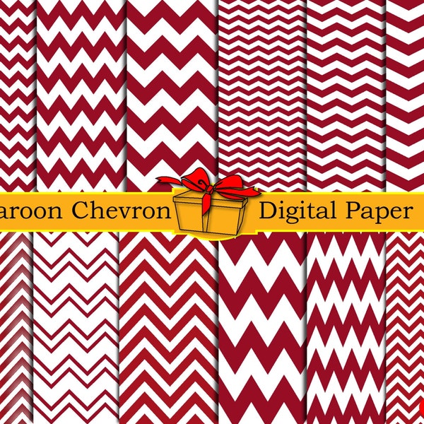Maroon Chevron digitales Papier dunkel rot kastanienbraun und weiß Chevron Dekor Maroon Chevron Stoff Drucke Chevron Partei liefert Chevron Tapete