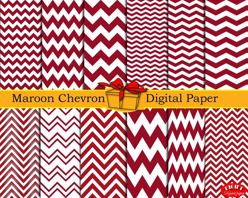 Maroon chevron digital paper Dark red maroon and white chevron decor Maroon chevron fabric prints Chevron party supplies Chevron wallpaper