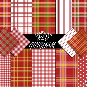 Maroon Red Gingham digitale papieren plein Red gingham partij Red gingham stof print Red gingham uitnodiging Gingham vellen Red gingham banner