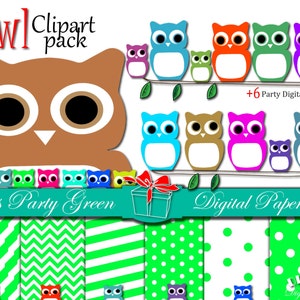 Owl Clip art: CUTE OWLS owl clipart, owl print , owl mask, owl svg, pink, blue, sweet color owl, owl decor digital paper, owl baby shower image 3