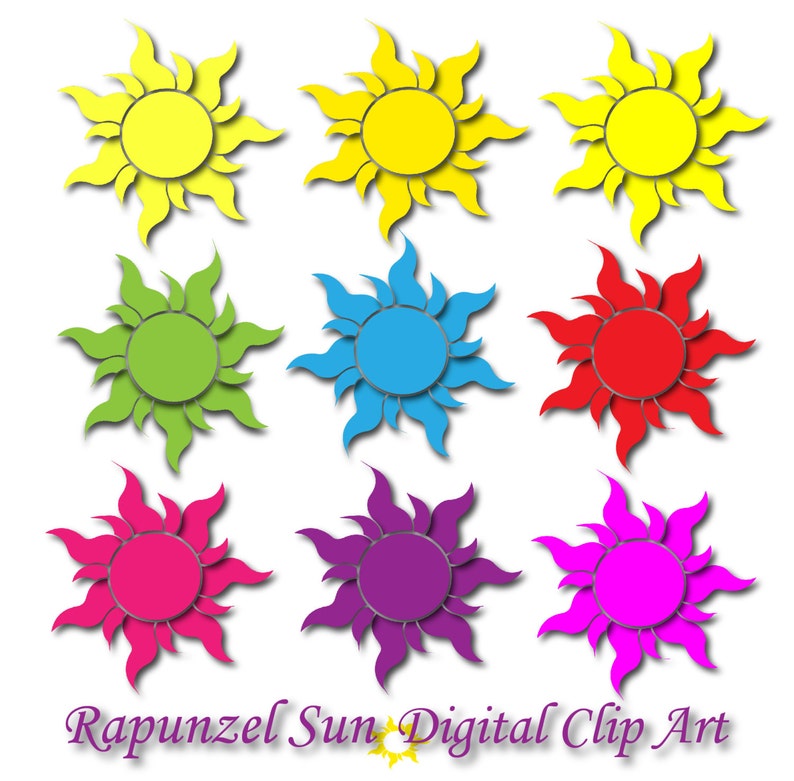 Rapunzel SUN Clipart tangled sun decor Rapunzel birthday Rapunzel party summer sun decal Rapunzel clipart yellow sun rapunzel invitation diy image 2