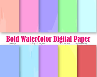 Watercolor Digital Paper ClipArt Water colorprint Background Scrapbook Paper Pack Rainbow colored Water color paper watercolor painting art