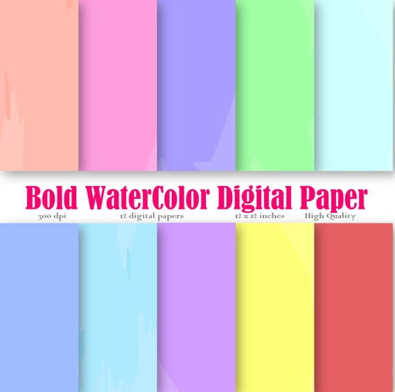 REAL Watercolour Digital Paper, scrapbooking supplies, clip art