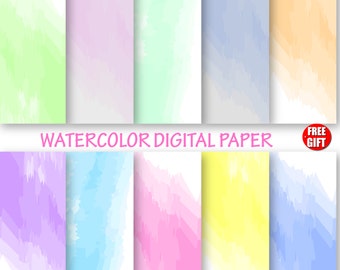 Aquarel Digital Paper Water kleur Wallpaper ombre DIY aquarel achtergrond digitaal gebruik en print Color Baby shower cadeau verpakking ideeën