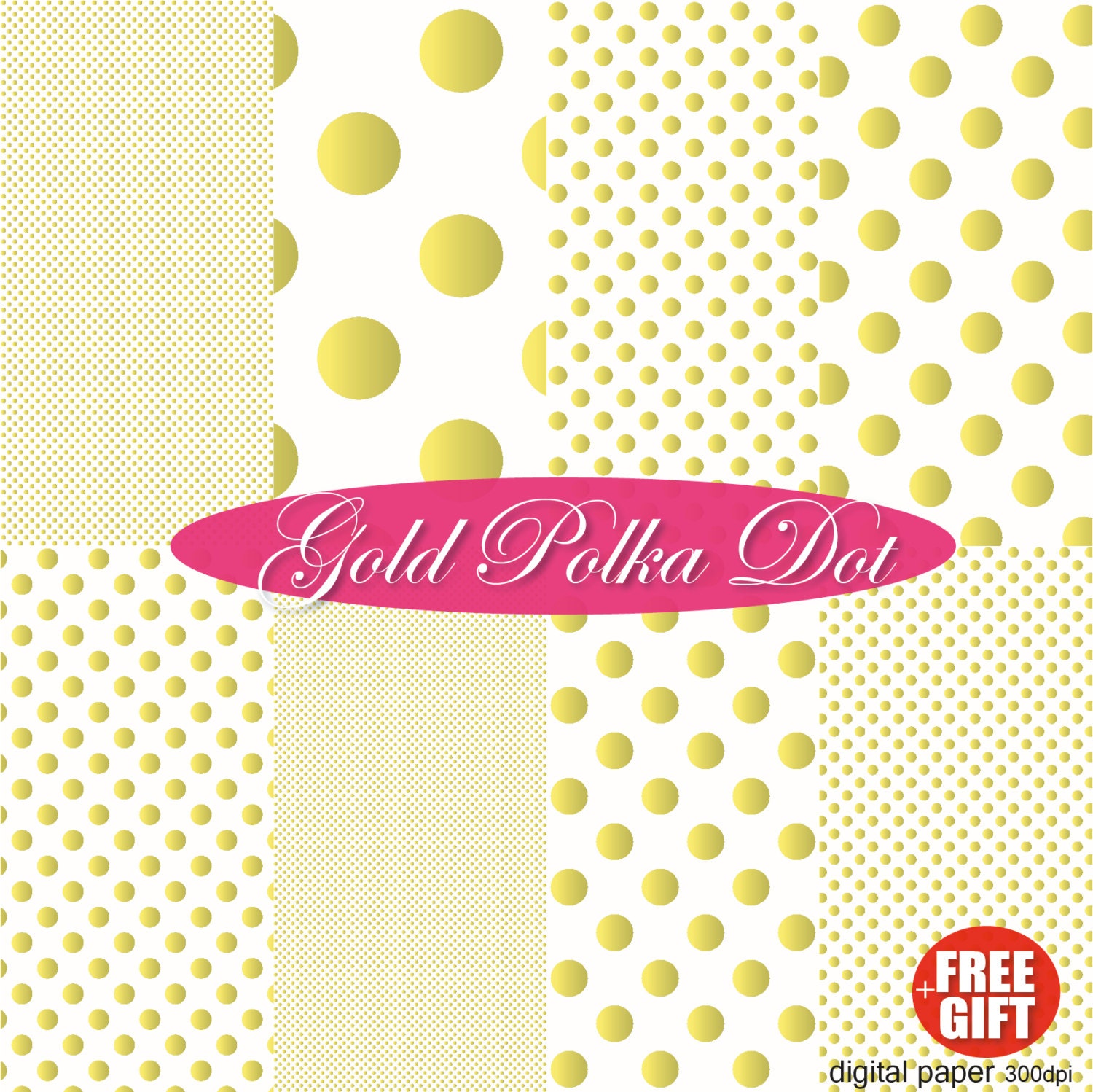 Gold Polka Dot Digital Paper Gold Decor Gold Print Clipart - Etsy