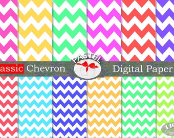 Pastel Chevron Digital Paper Set (12"x12")