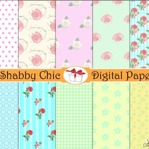 Shabby Chic digital paper Shabby flowers Shabby chic decor Floral digital paper Shabby chic wedding Rose digital paper Shabby chic picture