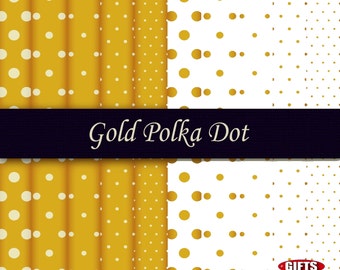 Classic Gold Polka Dot Digital Paper Gold Print Scrapbook background dear golden polkadot craft printable art birthday invitation Gold paper