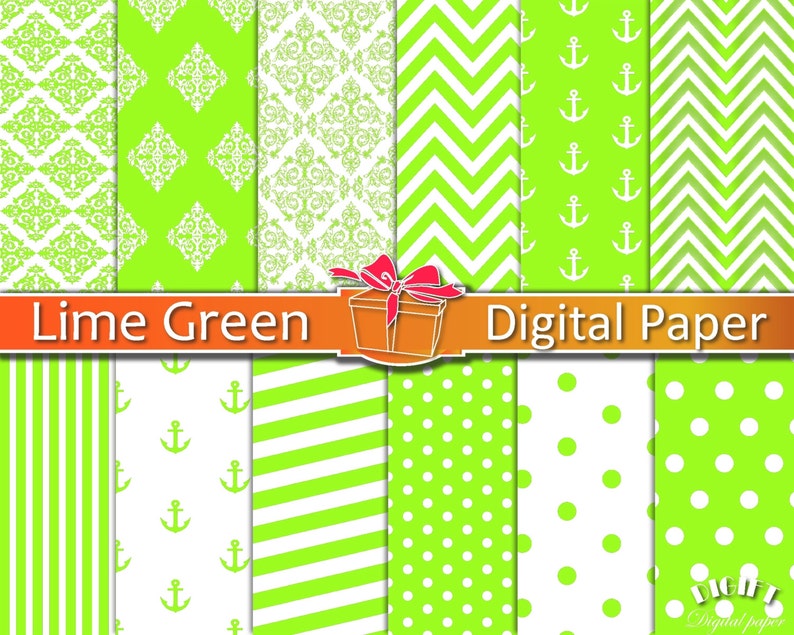lime green chevron wrapping paper