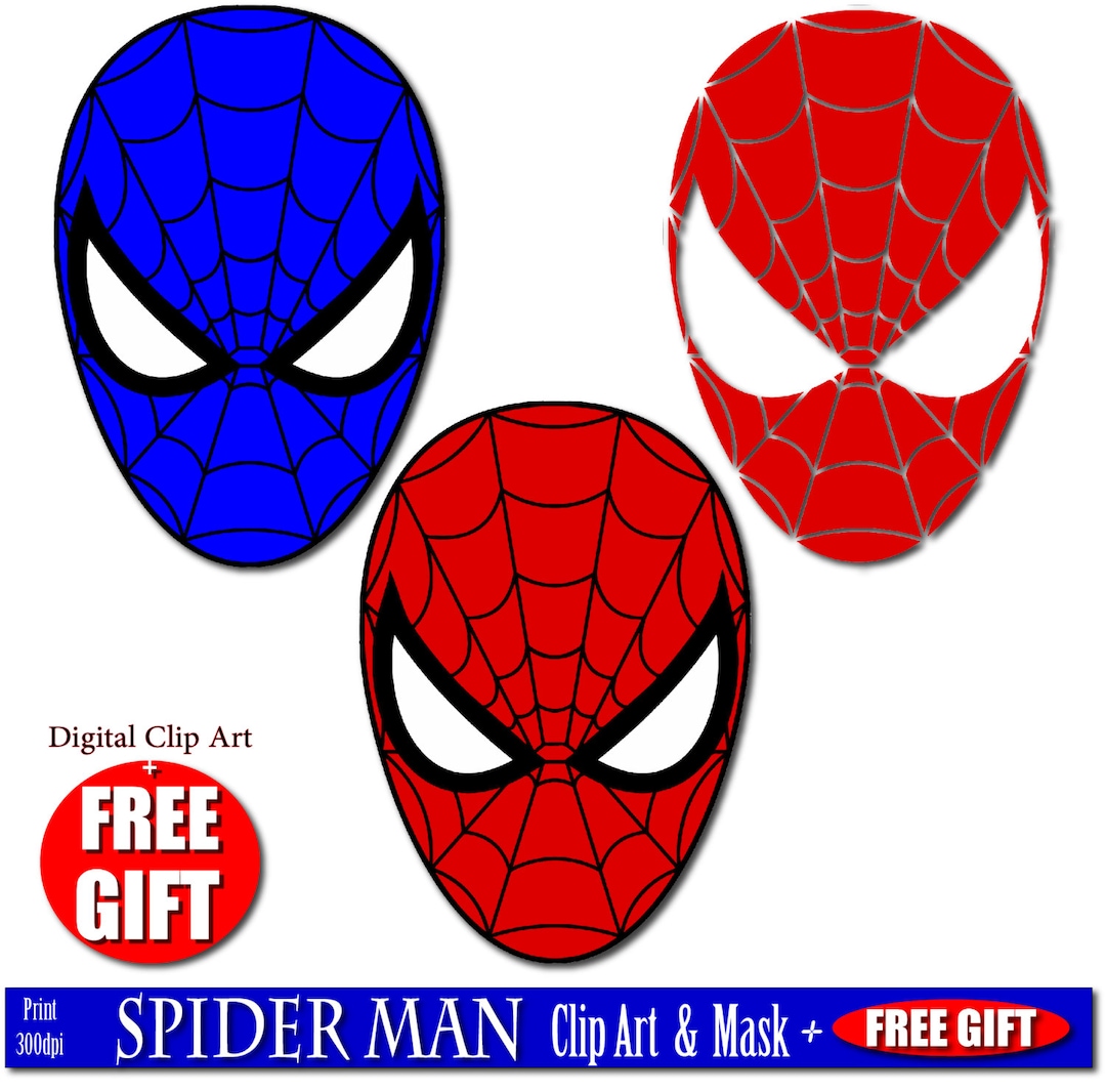 Digital Clip Art Spiderman Mask Superhero Party Masks Clipart Printable