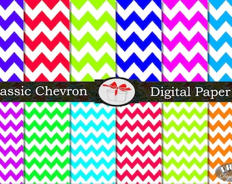 Colorful Chevron Digital Paper Pack (12x12", JPG)