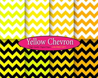 Yellow Chevron Digital Paper Pack (Digital Download)