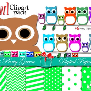 Owl Clip art: CUTE OWLS owl clipart, owl print , owl mask, owl svg, pink, blue, sweet color owl, owl decor digital paper, owl baby shower image 1