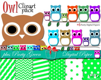 Owl Clip art: « CUTE OWLS » owl clipart, owl print , owl mask, owl svg, pink, blue, sweet color owl, owl décor digital paper, owl baby shower