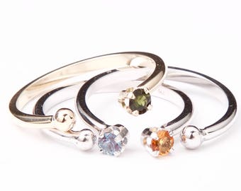 Cute Birthstone Rings Gemstone  Create Your Own Pick your Stone and Metal Color