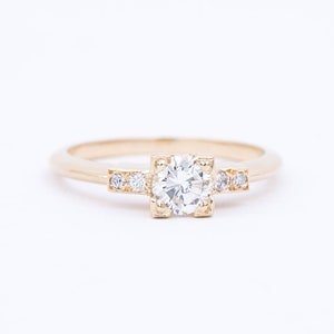 Vintage Diamond Engagement Ring - Vintage Illusion Setting - Art Deco Era Style  1/2 Diamond Ring