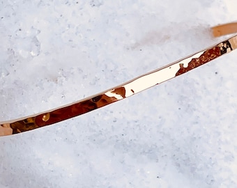 Gold Cuff Bracelet, 10k 14k 18kYellow Gold Bracelet Hammered Dainty Gold Cuff, Gifts for Her, Valentines Day Gold Jewelry
