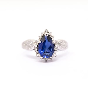 Estate Created Sapphire Ring - 10k White Gold - Size 51/2