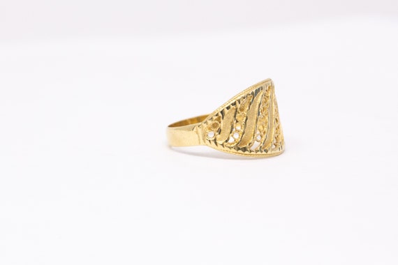 18k Yellow Gold Vintage Band - Estate 18k Gold Fa… - image 3