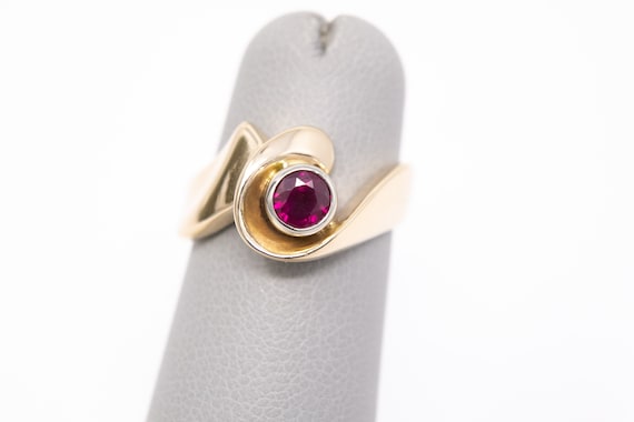 Estate Ruby Ring - Retro Ruby Ring - 14k Yellow G… - image 6