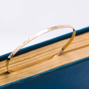 14k Yellow Gold Cuff Bracelet, Stackable Gold Bracelet, Polished or Hammered Cuff Bracelet