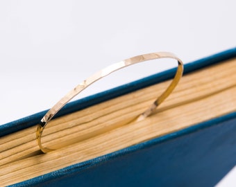 14k Yellow Gold Cuff Bracelet, Stackable Gold Bracelet, Polished or Hammered Cuff Bracelet