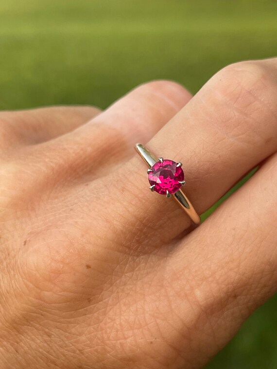 Created Ruby Ring - Mid Century Ruby Solitaire - … - image 6