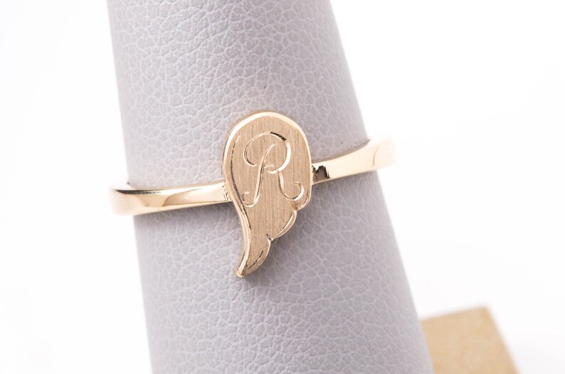 Letter R Signet Ring - Angel Wing Signet Ring - Angel Wing Jewelry ...