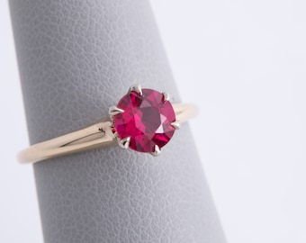 Vintage Solid 14k Yellow Gold Diamond Ruby Ring - Size 6 - Etsy