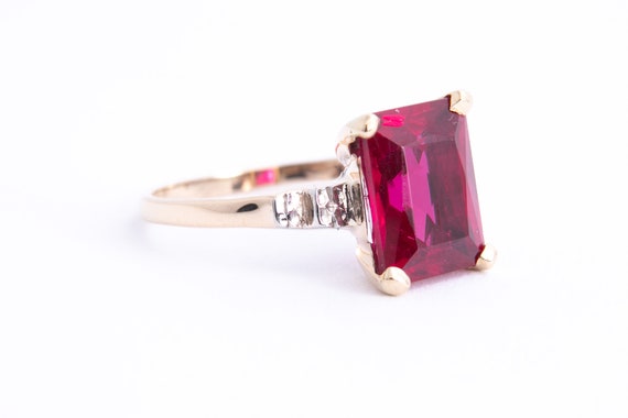 Created Ruby Ring - Mid Century Ruby Solitaire - … - image 2