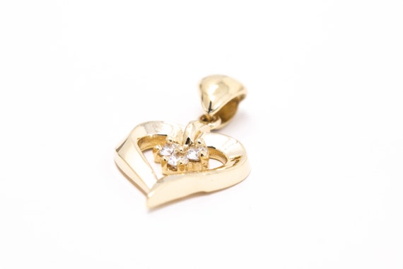 Sale - Yellow Gold Diamond Heart Pendant Estate F… - image 3