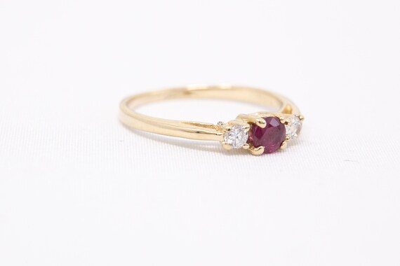 Ruby Diamond Ring, 14k Yellow Gold Ruby Ring, Siz… - image 4