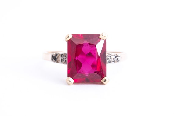 Created Ruby Ring - Mid Century Ruby Solitaire - … - image 1