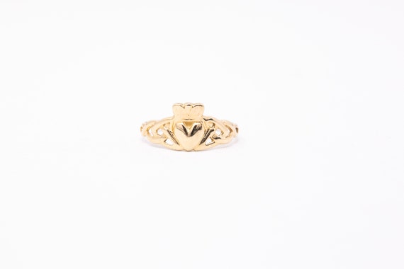 Gold Claddagh Ring - 14k Yellow Gold Claddagh Ban… - image 2