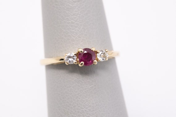 Ruby Diamond Ring, 14k Yellow Gold Ruby Ring, Siz… - image 6