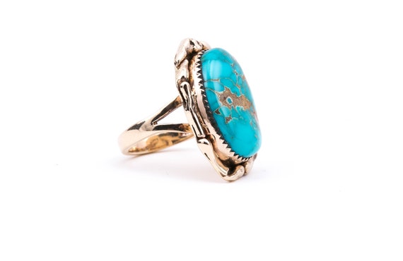 Turquoise Ring Vintage 14k Yellow Gold Turquoise J