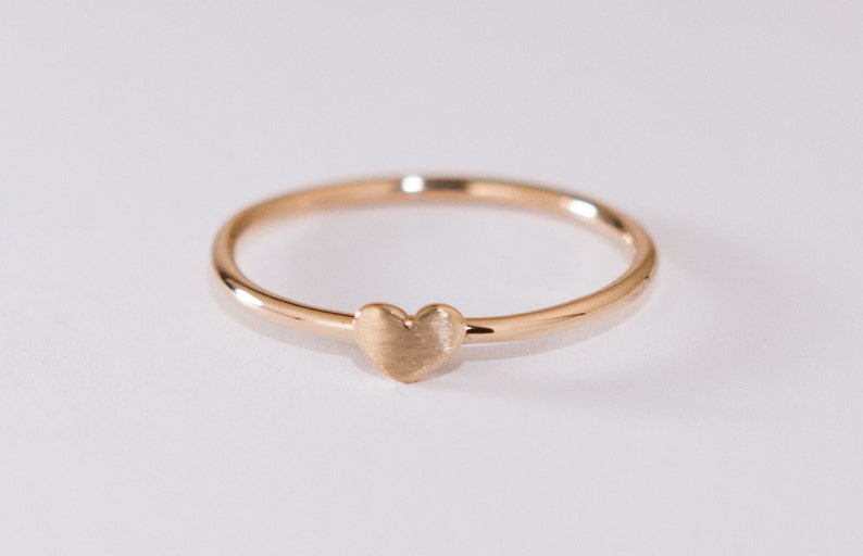 Handmade Recycled Gold Jewelry DAINTY GOLD HEART Ring 14k yellow gold
