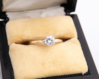 Vintage Diamond Engagement Ring - 14k Yellow Gold Estate Diamond Wedding Ring - 1940s