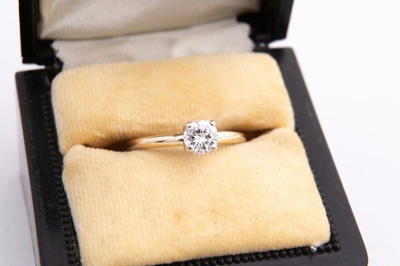 Vintage Diamond Engagement Ring - 14k Yellow Gold… - image 1