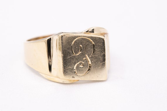Vintage Signet Ring - Yellow Gold Signet Ring - S… - image 4