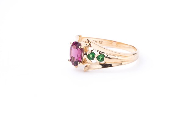 Vintage Garnet Ring - Yellow Gold Rhodolite Garne… - image 3