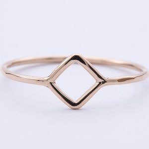 Yellow Gold Square Ring - 14k Gold Square - Dainty Square Ring