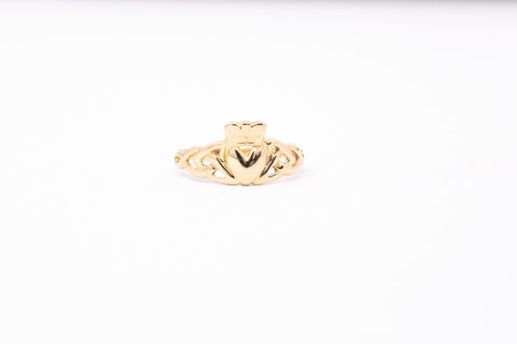 Gold Claddagh Ring - 14k Yellow Gold Claddagh Ban… - image 1