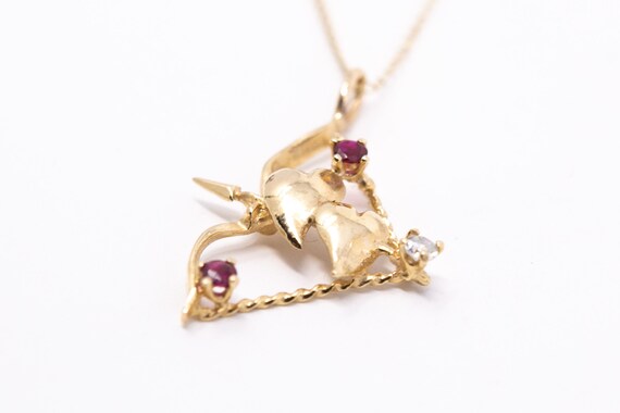 Vintage Hearts and Arrows Pendant - 14k Yellow Go… - image 3